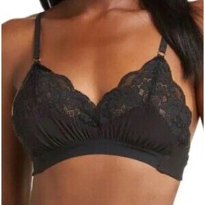 NWT Free People We Are HAH Lounge Bralette Bra Size Large Black Soft Wireless L